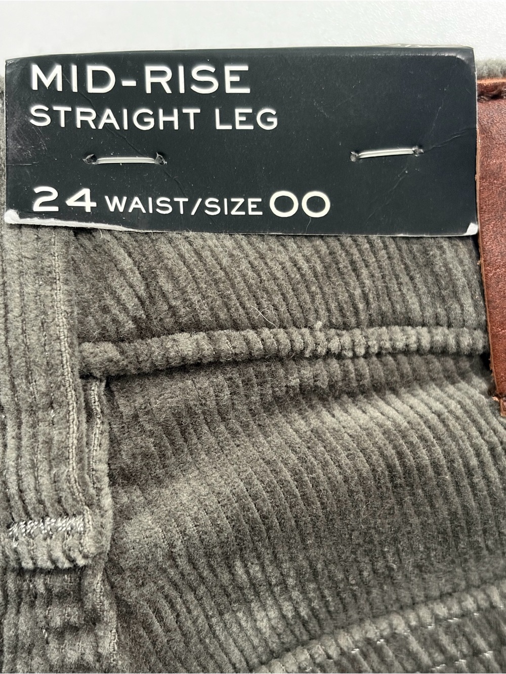 NWT LRL Gray Mid-Rise Straight-Leg Corduroy Pants (00) - Picture 8 of 10